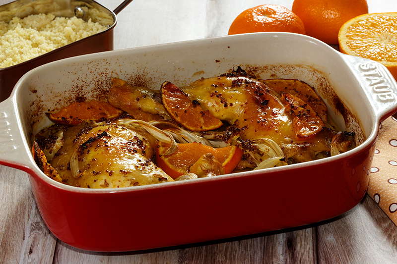 Poulet rôti aux clémentines et à l’ouzo