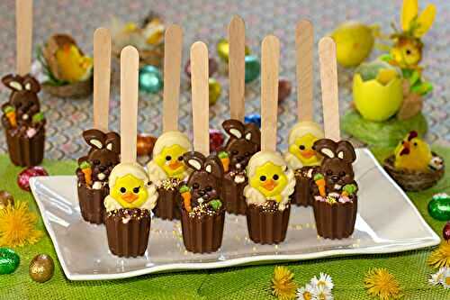 Sucettes en chocolat pour Pâques