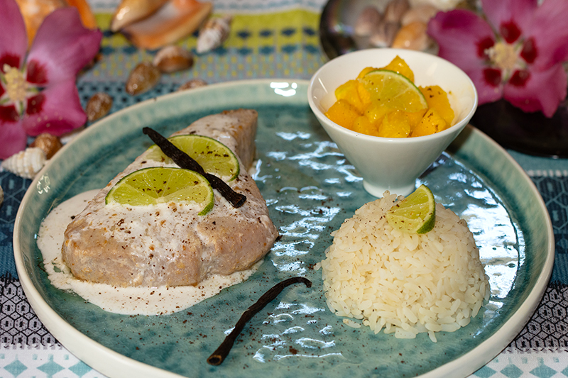 Pavé de thon, crème coco à la vanille de Tahiti