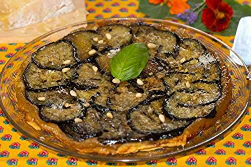 Tatin d’aubergines au parmesan et  pignons
