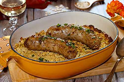 Diots au vin blanc et gratin de crozets de Savoie