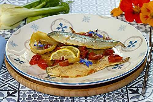 Filets de maquereaux au fenouil braisé à la tomate