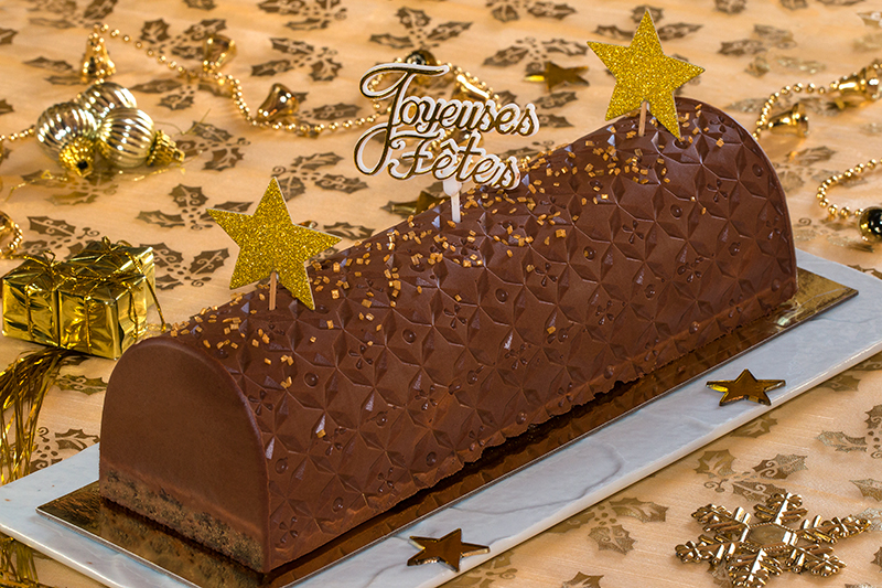 Bûche chocolat, crème brûlée