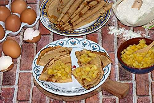 Crêpes à la farine de petit épeautre aux pommes confites