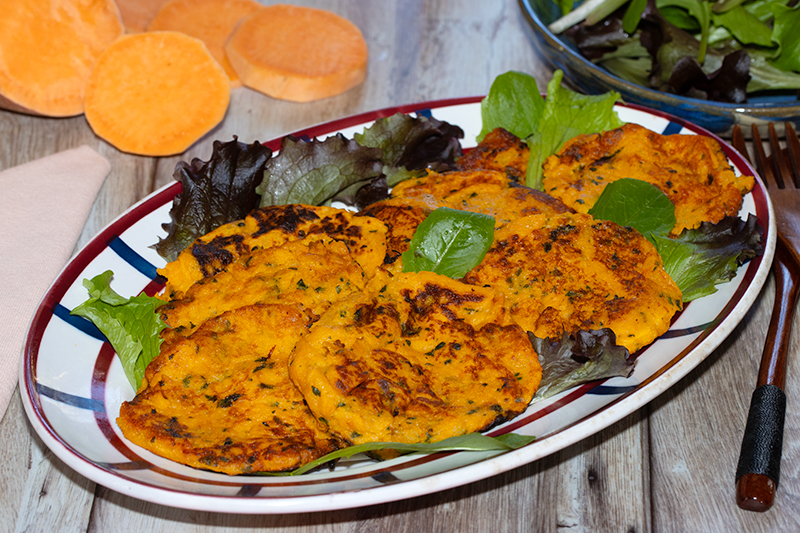 Galettes de patate douce à la coriandre