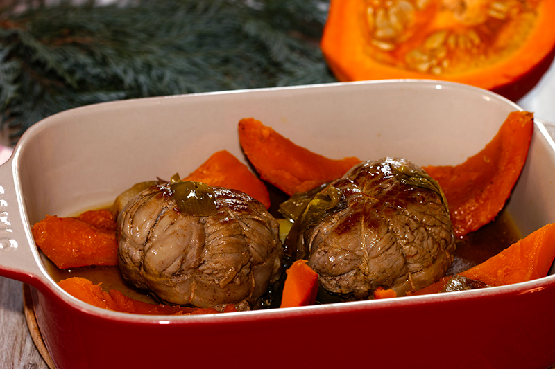 Paupiette de veau, potimarron rôti