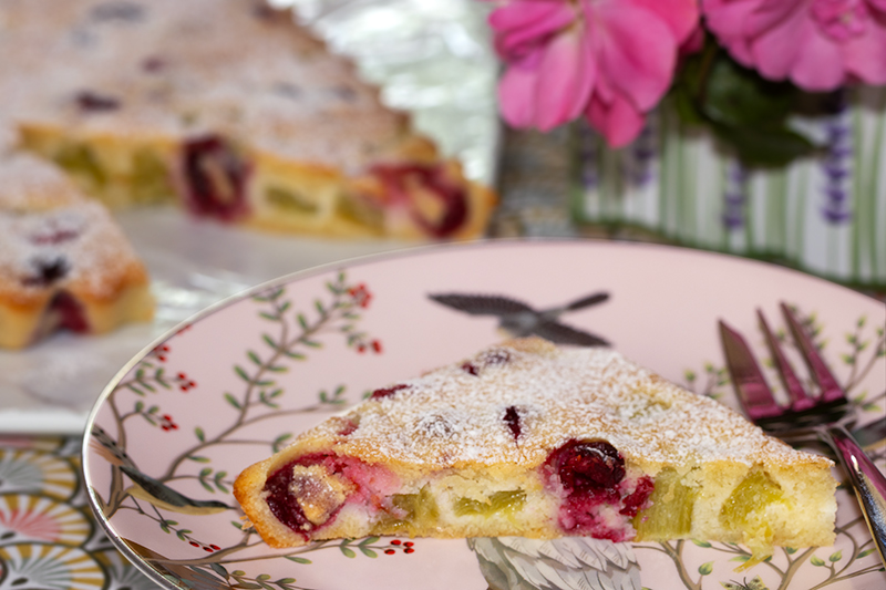 Tarte financière, rhubarbe et canneberges