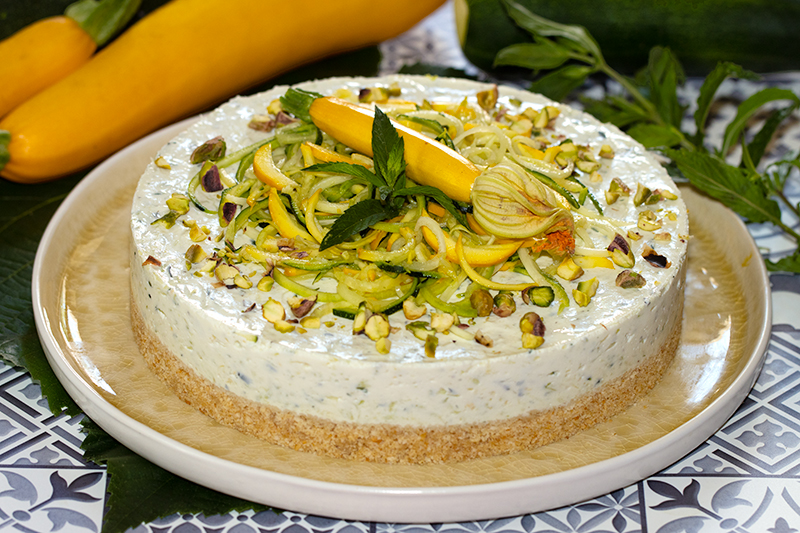 Cheesecake aux courgettes et à la menthe