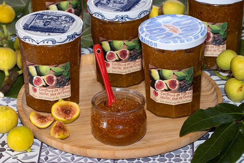 Confiture de figues blanches, fève de tonka, laurier sauce