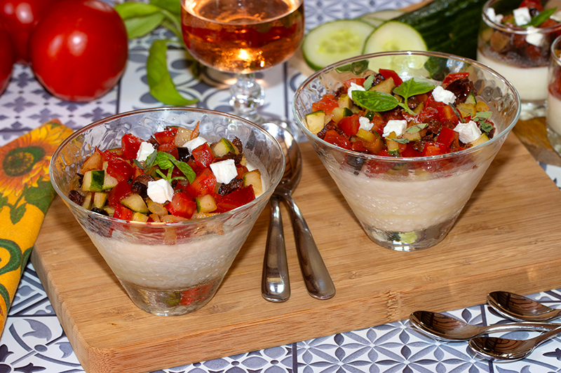 Panna cotta feta salade grecque