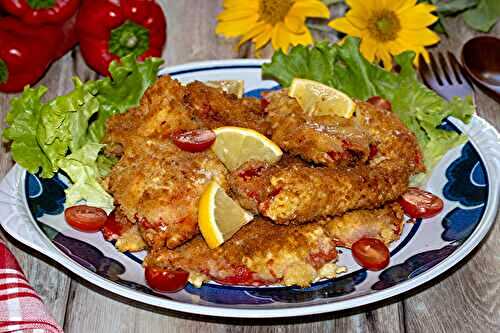 Poivrons panés farcis au fromage de chèvre frais
