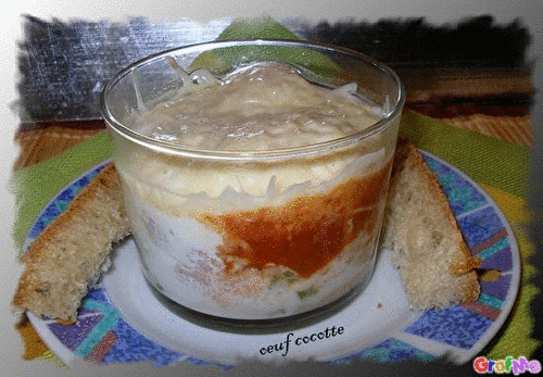 Oeuf cocotte haricots,coulis tomates,fromage - la cuisine de josette