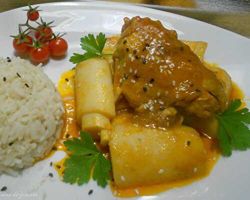 Poulet aux cœurs de palmier - la cuisine de josette