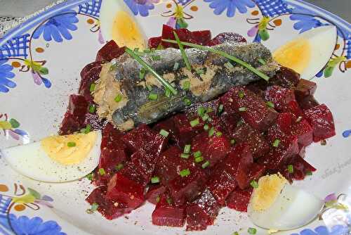 Salade de betteraves aux sardines et oeufs durs - la cuisine de josette - la cuisine de josette