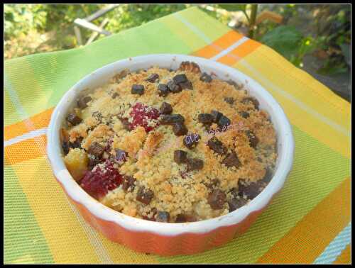 Crumble poires/framboises/chocolat