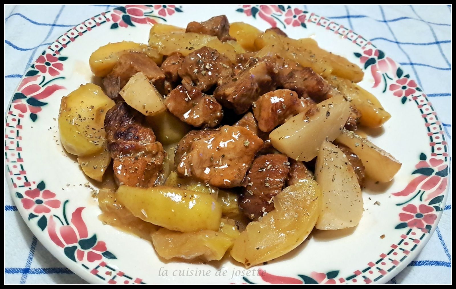 Porc confit au cidre et pommes