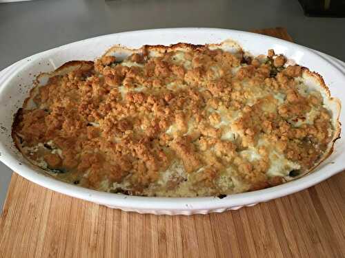 Crumble de courgettes au chèvre et lardons