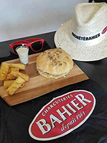 Burger boudin blanc/confit d'oignons sauce moutarde vin blanc maison