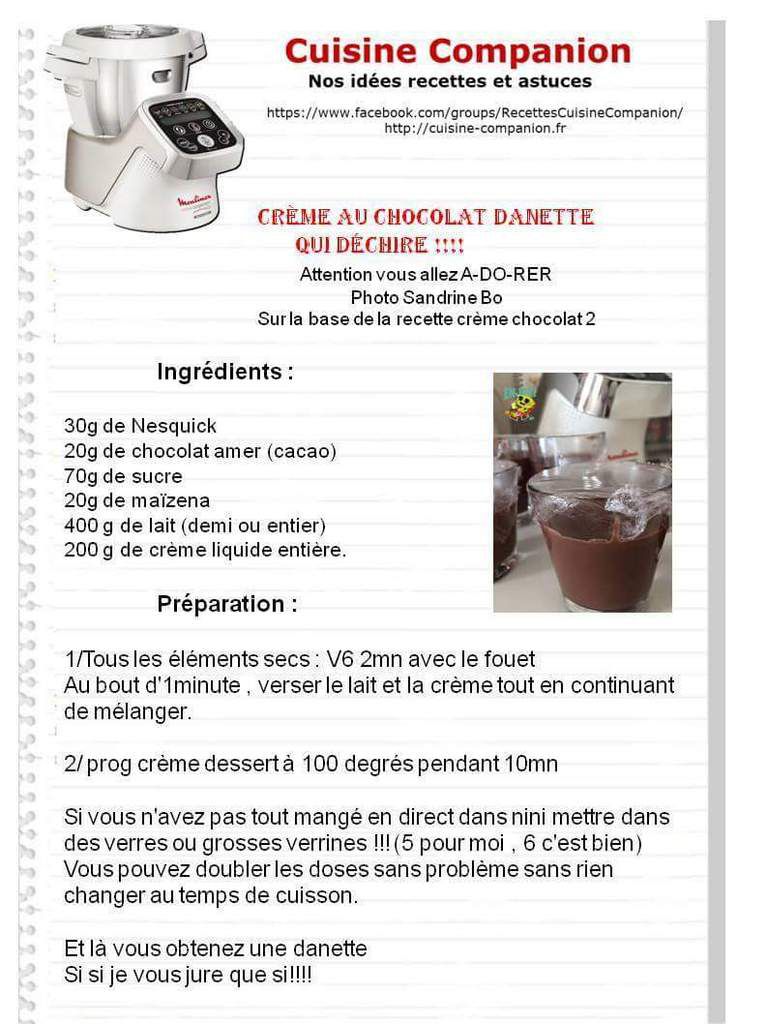 Crème chocolat façon danette