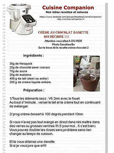 Crème chocolat façon danette