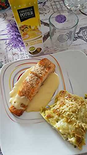 Gratin courgette / ravioles avec saumon sauce beurre Christian potier