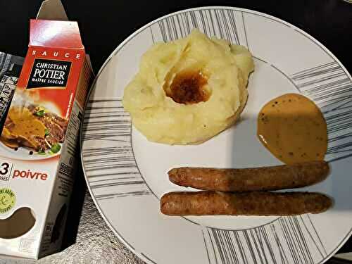 Purée/saucisse sauce poivre