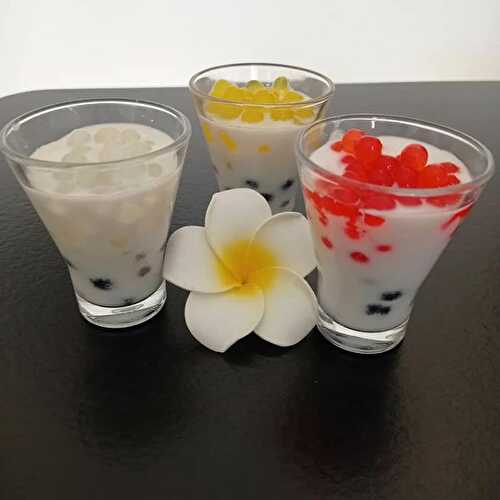 Perle de tapioca au lait coco et billes de fruits (arômes coco, ananas, fraise)
