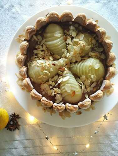 Gâteau mousse au chocolat/poire et biscuit à la cuillère