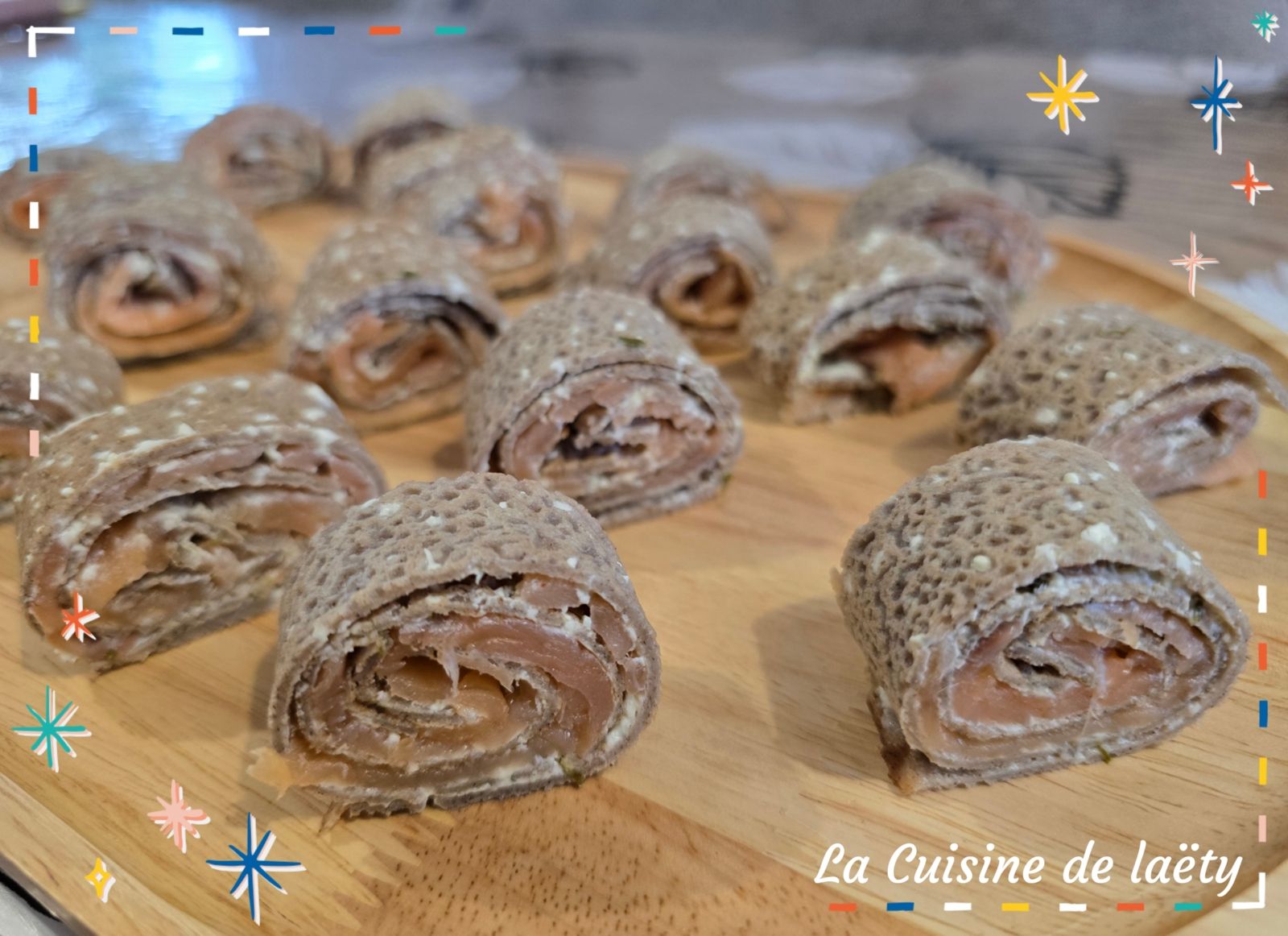 Roulés de Galettes Sarrasin Saumon et Fromage Ails et Fines Herbes