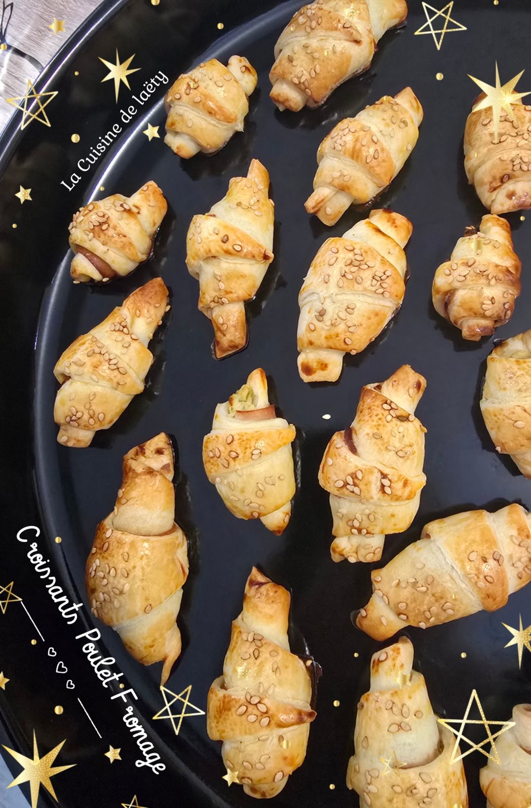 Croissants apéritifs au Poulet et fromage ails et fines herbes