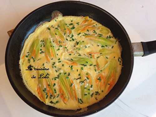 Omelette aux fleurs de courgettes, menthe, chèvre frais