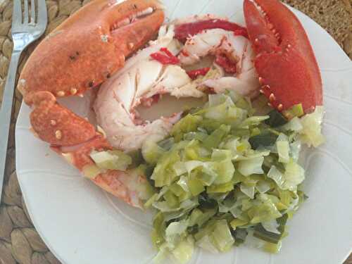 Homard bleu à la fondue de poireaux