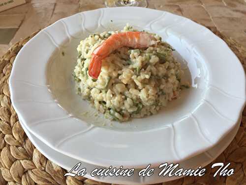 Risotto aux crevettes et asperges sauvages