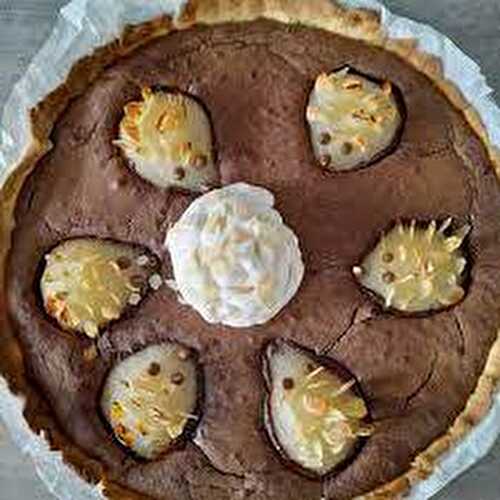 Tarte au chocolat et poires "hérisson"