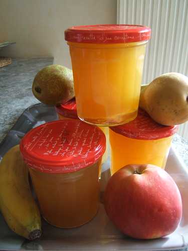 Recette - Confiture poires, pommes, banane