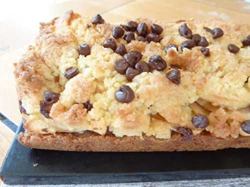 Recette - Gâteau crumble aux pommes-caramel au beurre salé-chocolat