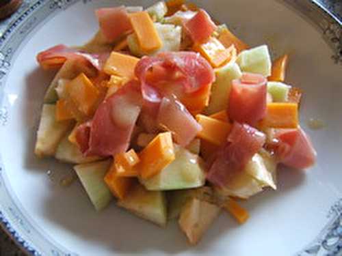 Recette - Salade pomme verte, jambon cru et mimolette
