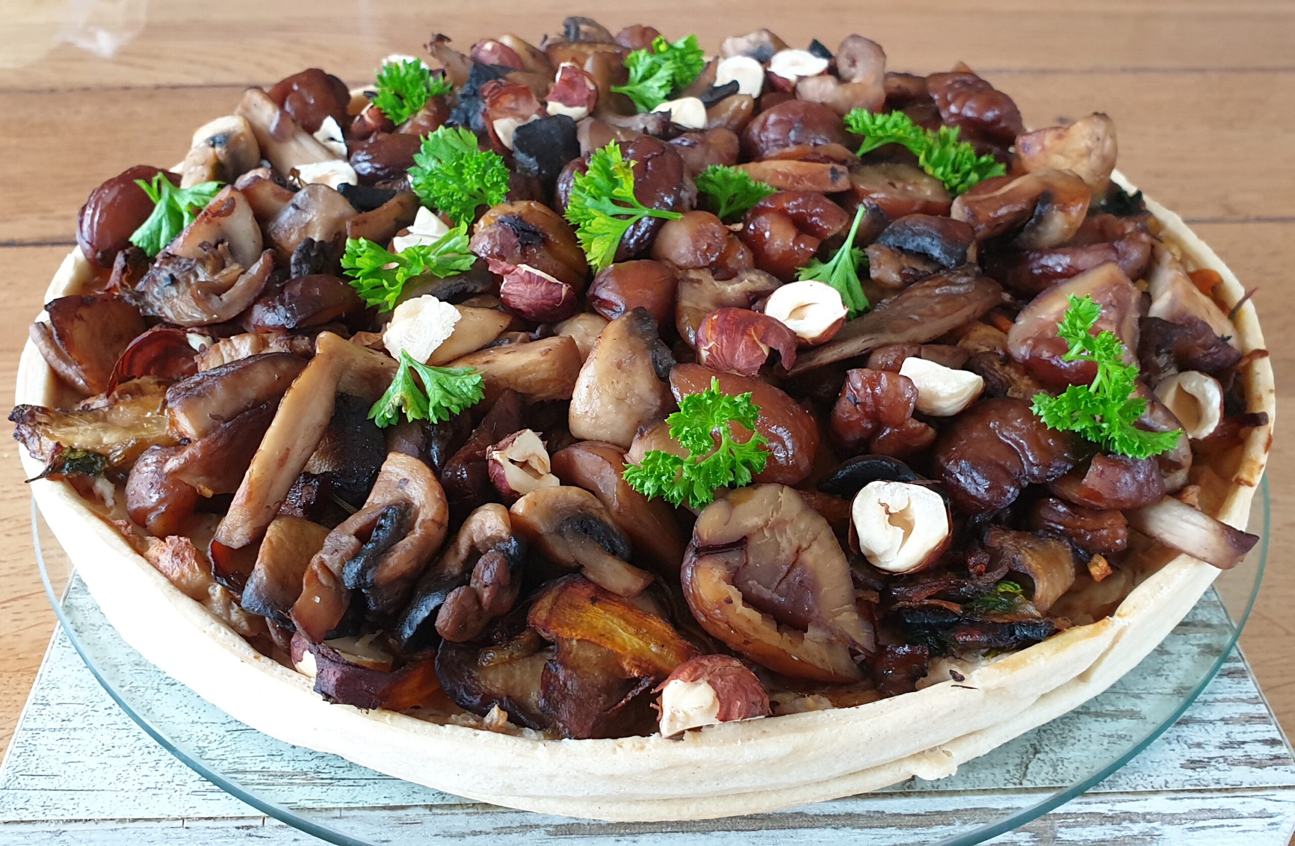 Tarte aux champignons et marrons.