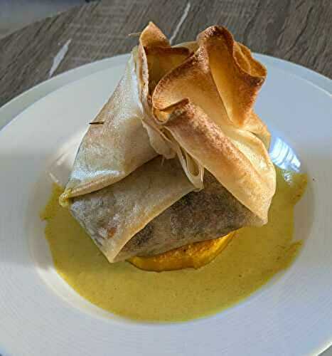 Aumonière de légumes, palet de butternut et sa sauce curry.