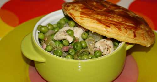 Cocottes de petits pois au poulet