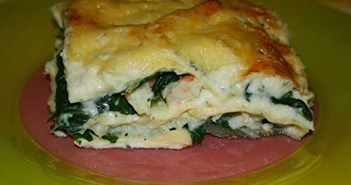 Lasagnes aux blettes, filets de cabillaud et crevettes