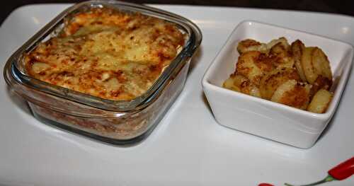 Lasagnes de blé noir façon bolognaise en cocotte - Pommes de terre sautées 