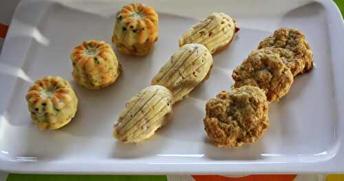 Mini cannelés jambon-ciboulette - Mini madeleines jambon-Vache qui rit  Cookies au munster