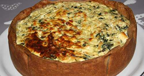 Tourte au poulet, fromage et épinards