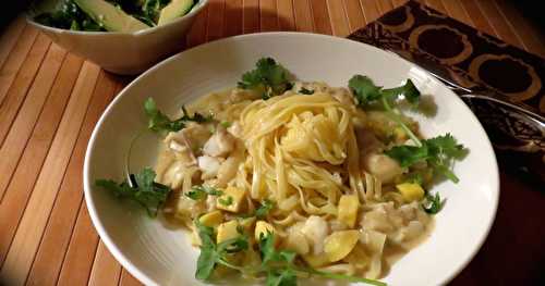 Blanquette d’aiglefin à la thaïe sur pâtes + 