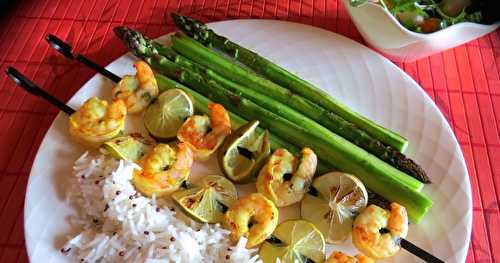 Brochettes de crevettes au lait de coco +