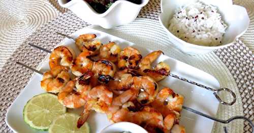 Brochettes de crevettes exquises +