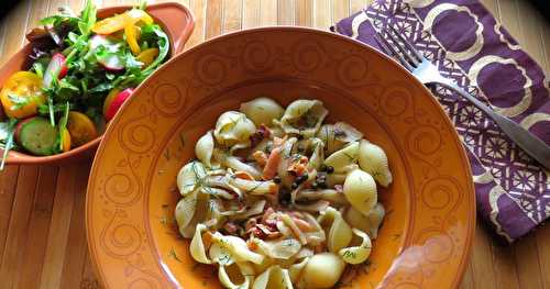 Coquilles de pâte, fenouil et saumon fumé + 