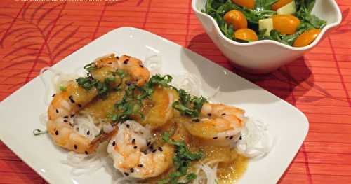 Crevettes colossales, sauce au lait de coco 