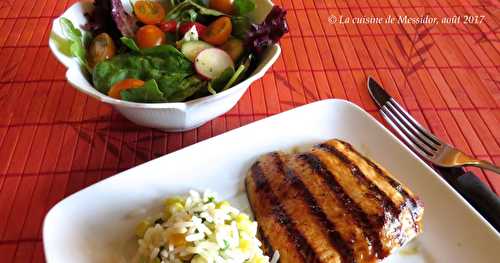 Escalopes de dindon bbq, riz au maïs 